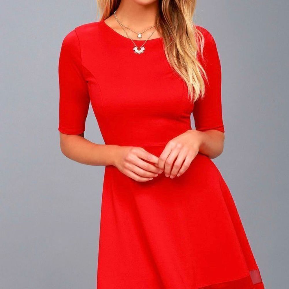 Lulu’s Sheer Factor Red Mesh Skater Dress - Picture 3 of 14